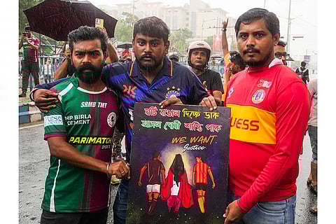 Kolkata Doctor Rape-Murder: Protesters near Salt Lake stadium, in Kolkata